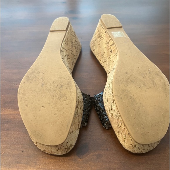 TORY BURCH Cork Wedge Black Leather Heel Sandal - Picture 10 of 15